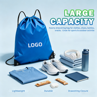 Sac à dos à cordon en polyester pour marathon, gym, voyage, sport, avec logo personnalisé, sac à dos cadeau en polyester 210D
