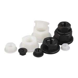 Écrou à bride hexagonal à fond plat en nylon PA66 noir et blanc M3 M4 M5 M6 <span class=keywords><strong>M8</strong></span> M10 M12 DIN6923 - Product Image 1