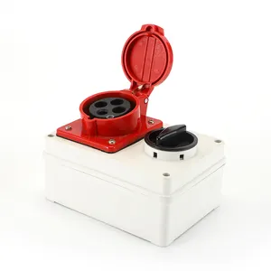 PZ waterproof box 32A IP44 4 Pin 314 Industrial Electrical Plug and Socket380V RED quickly straight industrial panel socket