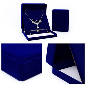 Caja de joyería de terciopelo de lujo con impresión personalizada, mini empaque de regalo para pulseras y pendientes en azul, marrón y verde, colores personalizables. - Product Image 2