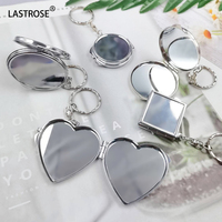 Haute qualité Sublimation blanc métal poche Compact miroir porte-clés cosmétique Mini porte-clés miroirs de maquillage pour femmes filles
