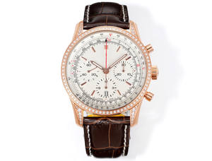 Reloj Cronógrafo de Aviación Clásico de Alta Calidad con Incrustaciones de Diamantes, Cristal de Zafiro, 43 mm, Mecánico, Deportivo de Lujo, con Manecillas Genuinas - Product Image 3