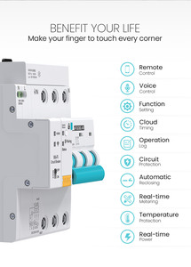 TUYAスマートサーキットブレーカー Wifi Rcbo <span class=keywords><strong>4P</strong></span> 1-63A調整可能 10kAタイマー ワイヤレスリモコン 漏電保護付き - Product Image 4
