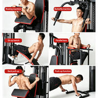 Station d'entraînement tout-en-un avec système de poulies à câble et banc de curl pour la musculation à domicile