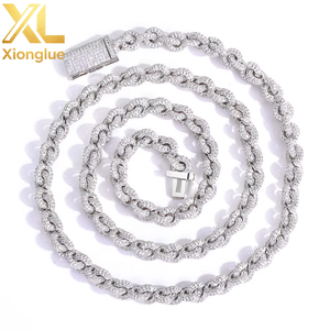 Manufacture OEM ODM 8mm Interlocking <b>Chain</b> Fine Jewelry <b>Copper</b> Moissanite Link <b>Chain</b> Necklace Men Hop Necklace - Product Image 4