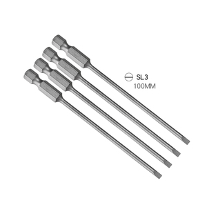Embout de tournevis magnétique à tête plate de 100 mm de long, 3 mm, tige hexagonale de 1/4 pouce, acier S2 <span class=keywords><strong>pour</strong></span> visseuses à percussion, aimant puissant - Product Image 1