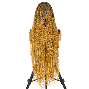 36 Inch #T1B/27/144 Boho Style Full Lace Braided <strong>Wig</strong> with Transparent Lace Glueless Lightweight Synthetic <strong>Wig</strong> for Women - Product Image 4