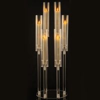 Porte-bougie en acrylique transparent, candélabre pour centre de table, mariage, fête de la Saint-Valentin, décoration de porte-bougie pour événements