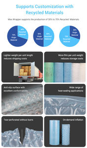Film à bulles d'air MAX Wrapper 15um léger, antidérapant, recyclable en PA/PE pour emballage d'expédition - Fournisseur d'usine - Product Image 2