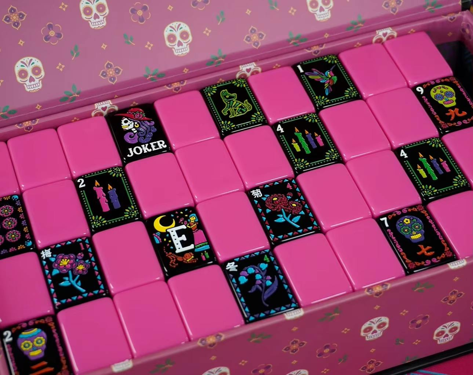 Timer Design Goth Neon Gothic Halloween American Mahjong Tiles 3 Layer Acrylic Set with ...