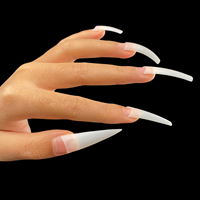 550 Uñas Postizas Naturales de Ataúd Cuadradas Stiletto, de Media Cobertura, Largas, de Gel Suave Acrílico, de Presión