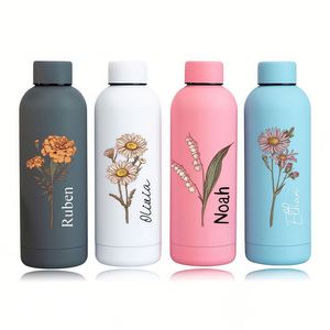 Botella de Agua Personalizada de Acero Inoxidable con Nombre, Vaso Térmico con Flor de Nacimiento Personalizada, Regalos para Damas de Honor, Regalo de Cumpleaños - Product Image 1