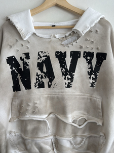 <span class=keywords><strong>Felpa</strong></span> Pullover <span class=keywords><strong>Oversize</strong></span> a Taglio Corto con Stampa Solida, Personalizzata dal Produttore ODM, Stile Streetwear - Product Image 2