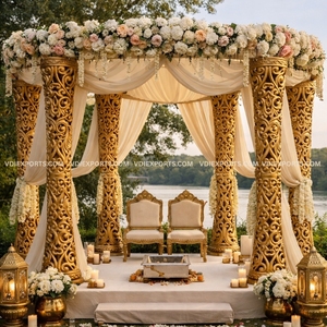 El Pabellón Mandap Golden Heritage con estructura de decoración nupcial de lujo y calidad de exportación. - Product Image 2