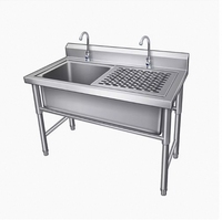Équipement de cuisine commerciale Évier à bassin unique en acier inoxydable 304 extra large pour la décongélation et le lavage des légumes Plat approfondi