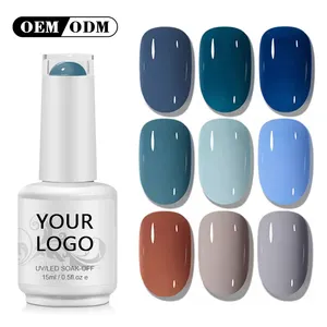 Wholesale Top Quality 15ml Blue Color Gel Nail Supplies Custom Private Label UV Nail Gel Polish