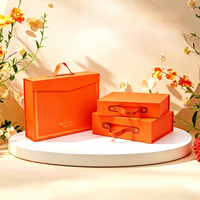 Boîte cadeau magnétique orange pliable en stock, boîte rigide pliable monobloc, boîte à couvercle rabattable de qualité supérieure pour les cadeaux d'anniversaire et d'affaires