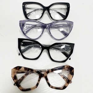 Gafas de Mujer con Diseño de Ojo de Gato, Modernas <span class=keywords><strong>y</strong></span> Populares, con Montura Óptica de Acetato, Gruesa <span class=keywords><strong>y</strong></span> Elegante, Hechas a Mano, Disponibles en Stock - Product Image 5