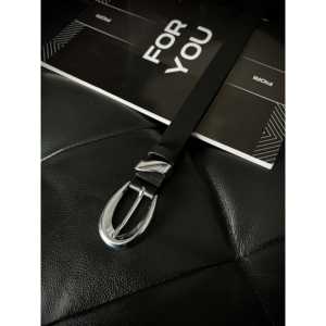 Ceinture en PU pour femme Fiori, boucle en acier à double languette, style décontracté, noir - Product Image 3