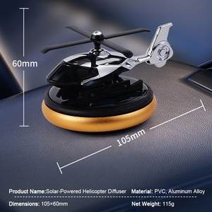 Profumo creativo per elicottero rotante a energia solare deodorante personalizzato per auto piccola Joe con fette profumate in legno - Product Image 2