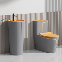 Vente chaude Sanitaire Salle De Bains Ensemble Cuvette De Toilette Piédestal Mur Accroché Bassin P-trap S-trap Ensembles De Toilette