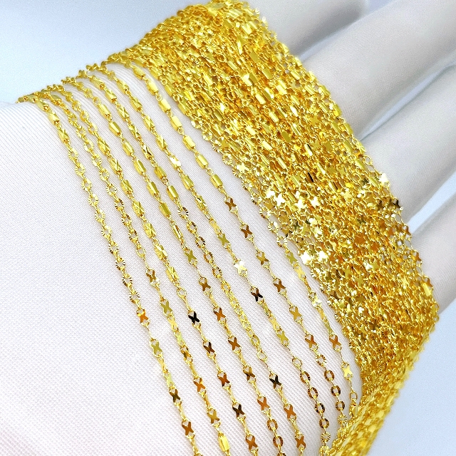 G48665 22k Real Yellow Gold Necklace Manufacturing Au916 Gold
