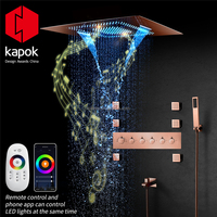 Pomme de douche LED encastrée, plafond avec système de musique, robinet de salle de bains avec Valve de contrôle thermostatique, brouillard de pluie et de cascade