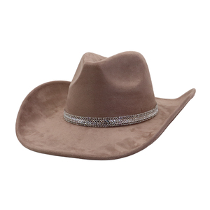 Sombrero de vaquero con diamantes de imitación de cristal iridiscente de lujo para fiesta, Festival de Música, disfraces de baile, sombreros de copa Fedora - Product Image 4