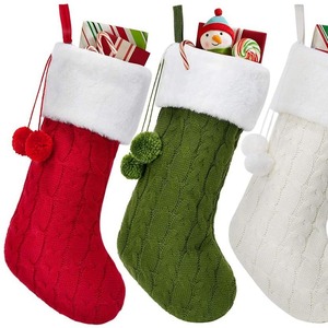 Chaussette de Noël en peluche tricotée personnalisée pour arbre de Noël, décoration en gros, offre spéciale - Product Image 1