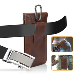 Étui magnétique en cuir avec Clip de ceinture, pour téléphone Portable, étui polyvalent, pochettes de taille