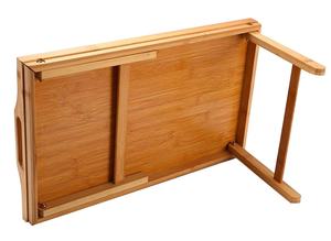 Table de lit en bambou avec pieds pliables, support pour téléphone et <span class=keywords><strong>tablette</strong></span>, plateau de petit-déjeuner, bureau pour ordinateur portable, plateau de service pour canapé, pour usage domestique - Product Image 4