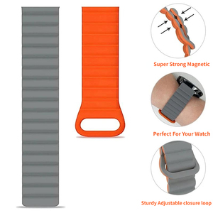Correa de silicona para reloj inteligente, pulsera de silicona magnética de 20mm y 22mm con correa ro - Product Image 6