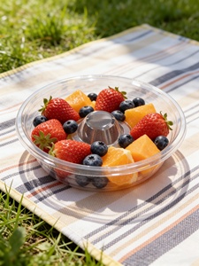 Bandeja Redonda para Picnic al Aire Libre con Tapa y <span class=keywords><strong>Pilares</strong></span>, Contenedor Portátil <span class=keywords><strong>de</strong></span> Grado Alimenticio para Sándwiches, Almacenamiento <span class=keywords><strong>de</strong></span> Alimentos para Camping, Empaque - Product Image 5