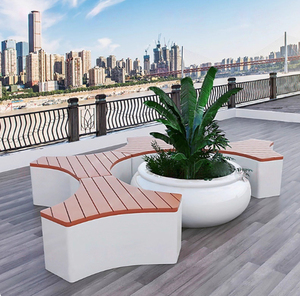 UHPC Artistic Seating With Flowerpot Modern Outdoor Chair Custom Unique Public <b>Bench</b> for Hotel Courtyard Spaces - Product Image 1