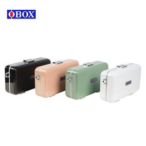 Trousse de maquillage Obox en alliage d'aluminium, verrouillable, design rayé, portable, pour organiser les bijoux à la maison, rose et noir - Product Image 1