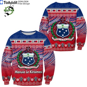 Suéteres de punto transpirables antiarrugas personalizados para hombre para invierno Navidad Santa Whale Samoa Christmas Ugly Xmas Jumper - Product Image 4