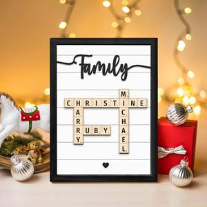 Nouveau cadre de nom de famille personnalisé cadeau de la Saint-Valentin pour les amoureux mots croisés <span class=keywords><strong>Scrabble</strong></span> impression <span class=keywords><strong>lettre</strong></span> personnalisée impressions de carreaux - Product Image 4