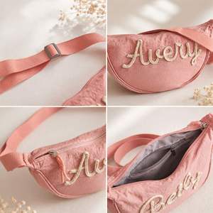 Personalized Crescent Sling Bag for Birthday, <b>Baptism</b> Gifts, Custom 3D Yarn Name Crossbody Purse for Women and Girl - Product Image 6
