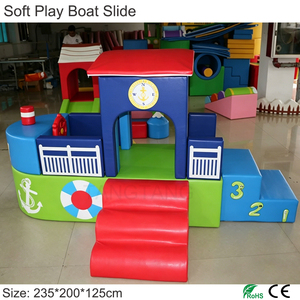 Aire de jeux intérieure pour enfants, structure de jeu souple en forme de bateau avec toboggan et jouets souples, avec structure d'escalade, pour écoles maternelles, maisons, garderies, hôtels, jardins d'enfants, cafés-jeux, certifiée CE - Product Image 4