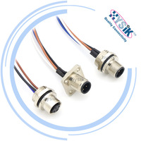Conector de Ensamblaje Industrial IP67 A/D/X-Coded M12 Recto de 4, 5 y 8 Pines, Enchufe Impermeable para Sistema Eléctrico
