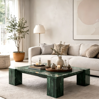Table basse rectangulaire en onyx vert, pierre naturelle, moderne et écologique, pour salon, hôtel et appartement