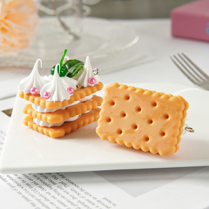 Simulated cream-filled cookie snack food model dessert <b>table</b> ornament student backpack decoration pendant - Product Image 3