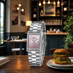 Montre pour femme en acier inoxydable personnalisée OEM, montre carrée pour femmes avec mouvement à quartz japonais, pour le travail et le sport - Product Image 3