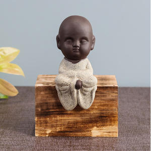 พระน้อยดินเผาสีม่วง ของตกแต่งโต๊ะน้ำชา สำหรับบ้าน ร้านอาหาร สำนักงาน ของประดับตกแต่ง พระพุทธรูปตัวเล็ก - Product Image 6