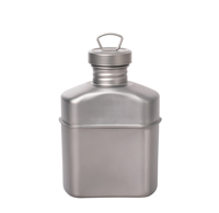 Bouteille d'eau tactique en titane avec gourde 1000 ml, kit de survie et de camping avec pot de 750 ml et tasse de 400 ml