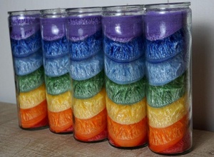 Wholesale 8 Inch Rainbow <strong>Glass</strong> <strong>Jar</strong> 7 Days Religious <strong>Candles</strong>/Chakra <strong>Candles</strong> for Meditation - Product Image 4