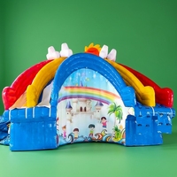 Grand toboggan aquatique gonflable à ondes arc-en-ciel avec formes de requin blanc et d'ours, en PVC, certifié CE