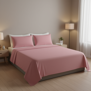 Set di Lenzuola Viasoft Queen Size in Cotone Rosa Chiaro, 2000 Fili, Finitura Lavata, Ipoallergenico, Tinta Unita - Product Image 2