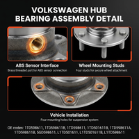 Kits d'assemblage de moyeu d'essieu arrière haute précision 1T0598611B compatibles avec les roulements de moyeu de roue Skoda Octavia Superb Audi Q3