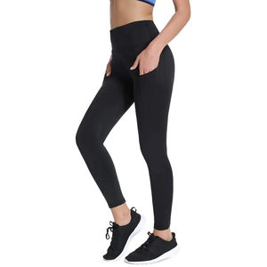 กางเกงเลกกิ้งออกกำลังกายเอวกลางสำหรับผู้หญิง ขายดี ระบายอากาศได้ดี ไร้ตะเข็บ ผ้าฟลีซ กางเกงโยคะ - Product Image 1
